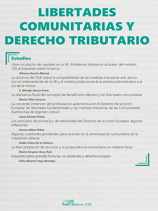 Title details for Libertades comunitarias y derecho tributario, Monográfico revista Nueva Fiscalidad, 2023 by VV.AA. - Available